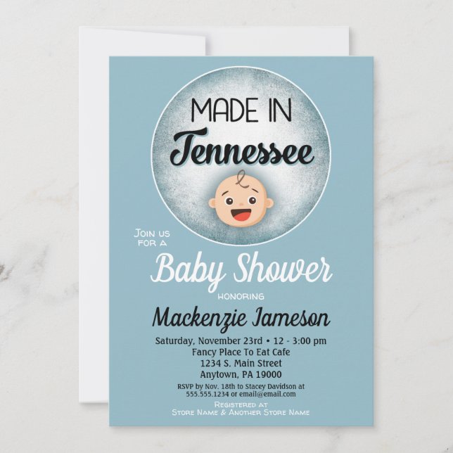 Tennessee Baby Shower Funny Blue Boys-inbjudan Inbjudningar (Framsida)