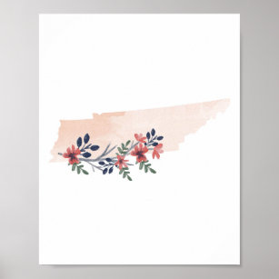 Tennessee Blommigt Vattenfärgstillstånd Poster