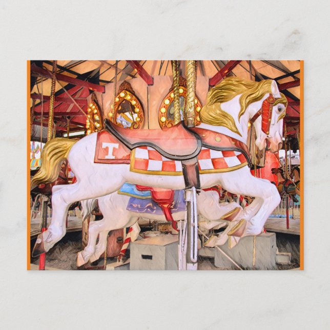 Tennessee Carousel Horse Oljemålning Vykort (Framsida)