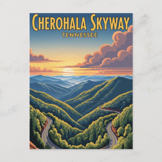 Tennessee Cherohala Skyway Souvenir Vykort (Framsida)