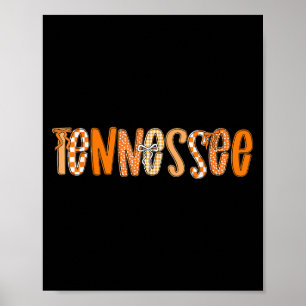 Tennessee Coquette Orange checkade Bow Women Girl Poster