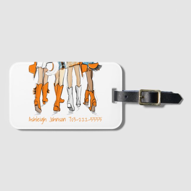 Tennessee Dam Cowboy Boots Orange Mode Namn Bagagebricka (Framsida horisontal)