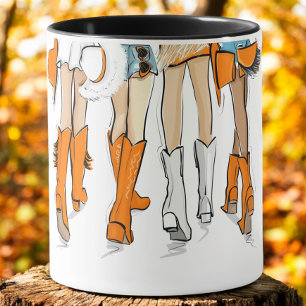 Tennessee Dam Cowboy Boots Orange Mode Namn Mugg