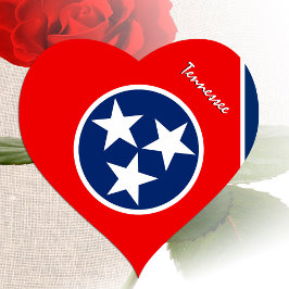Tennessee-dekal, hjärta, patriotisk Tennesseefana Hjärtformat Klistermärke