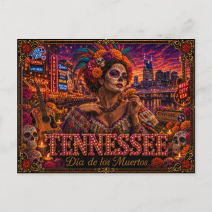 Tennessee Día de los Muertos Retro Vykort