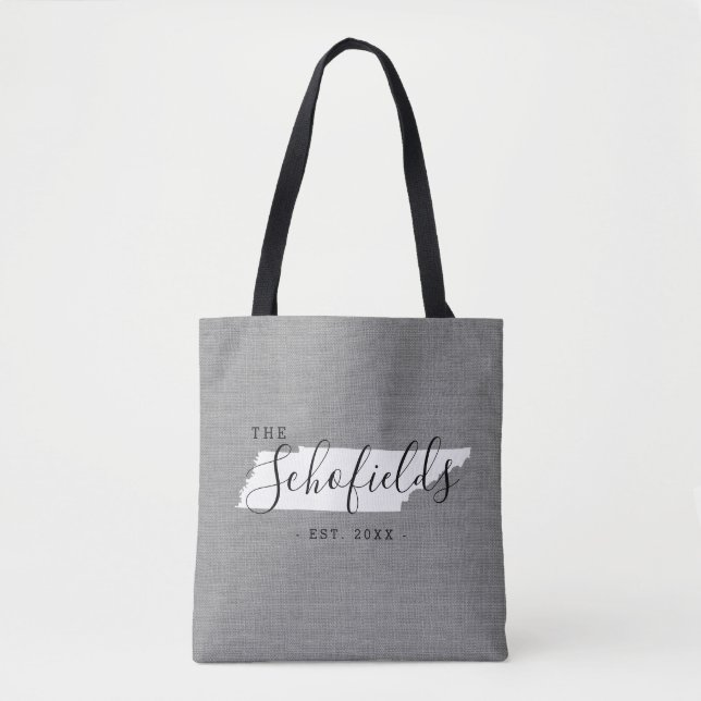 Tennessee Family Monogram State Tote Bag Tygkasse (Framsida)