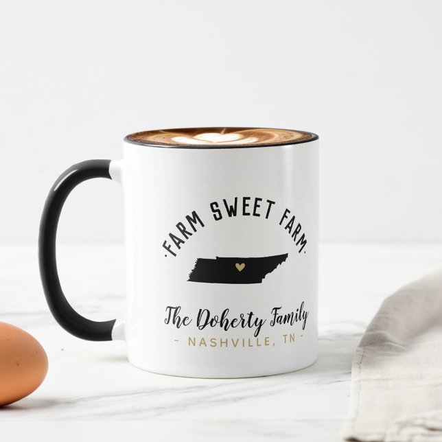Tennessee Farm Sweet Farm Family Monogram Mugg (Skapare uppladdad)