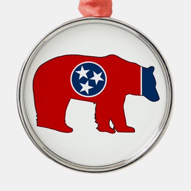 Tennessee Flagga Björn Julgransprydnad Metall (Framsidan)