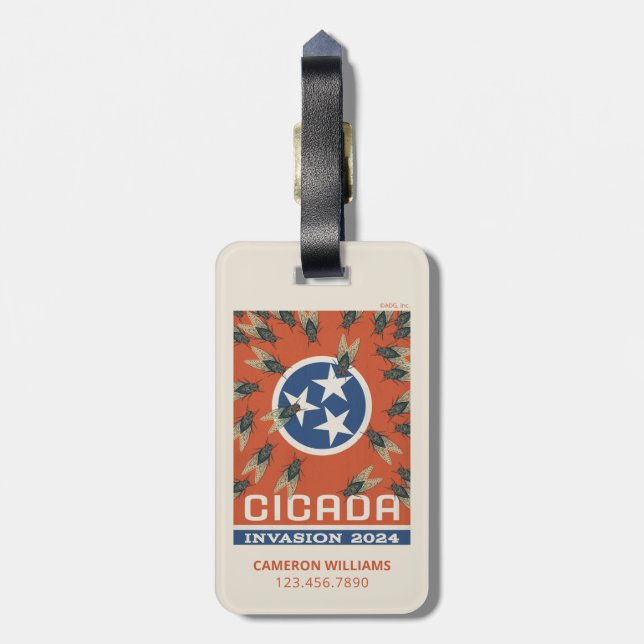 Tennessee Flagga Cicada Invasion Bagagebricka (Baksidan Lodrät)