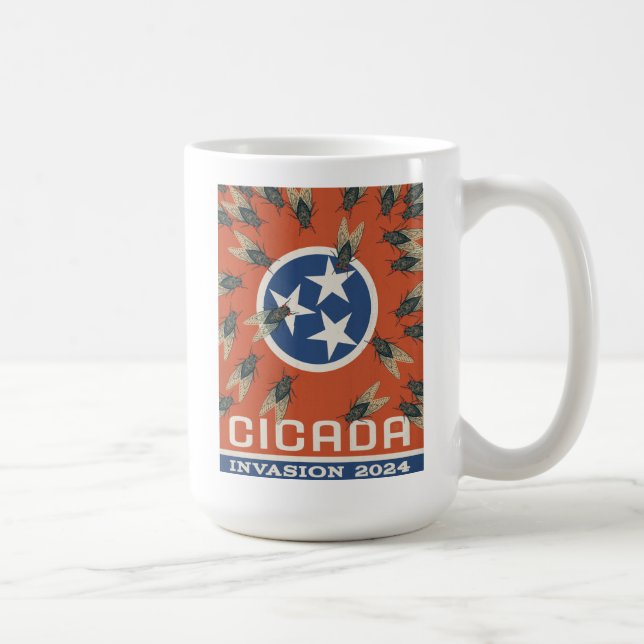 Tennessee Flagga Cicada Invasion Kaffemugg (Höger)