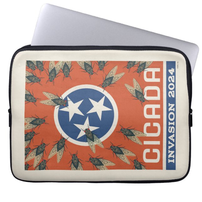 Tennessee Flagga Cicada Invasion Laptop Fodral (Framsidan)