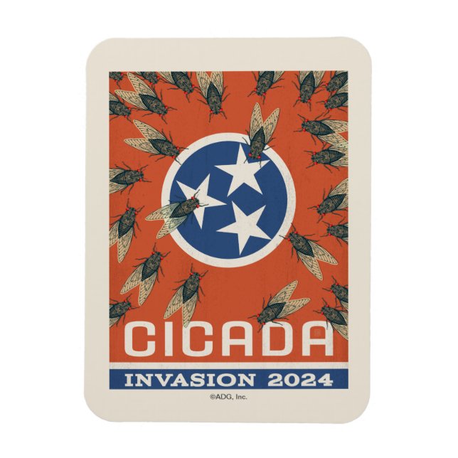 Tennessee Flagga Cicada Invasion Magnet (Vertikal)