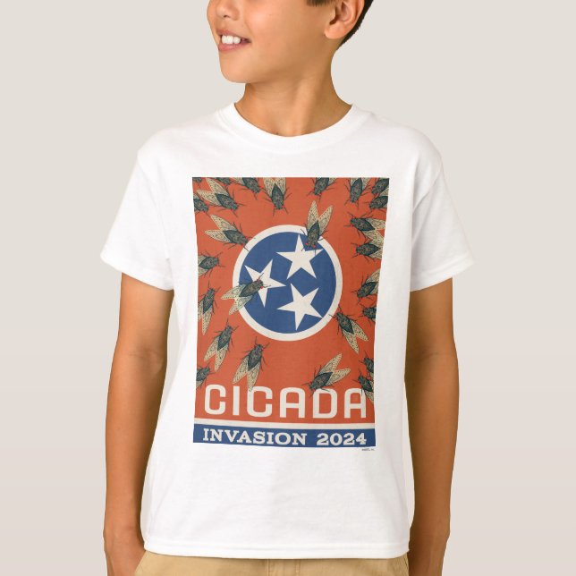 Tennessee Flagga Cicada Invasion T Shirt (Framsida)