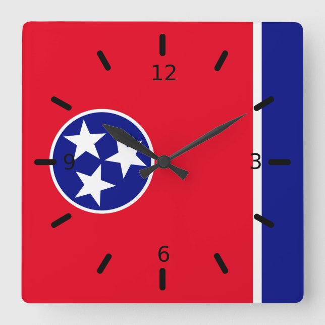 Tennessee-flagga Fyrkantig Klocka (Framsida)