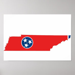 Tennessee Flagga Karta Poster
