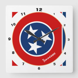 Tennessee Flagga & Tennessee mode /design USA Fyrkantig Klocka