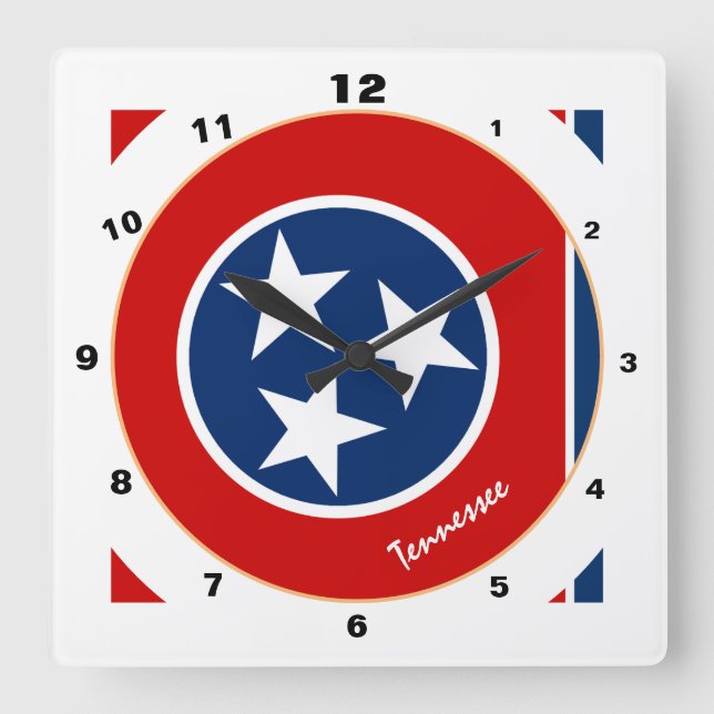 Tennessee Flagga & Tennessee mode /design USA Fyrkantig Klocka (Framsida)