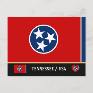 Tennessee Flagga & Tennessee Stat USA /Amerika Vykort