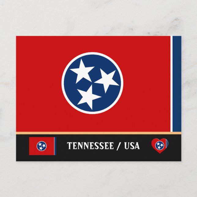 Tennessee Flagga & Tennessee Stat USA /Amerika Vykort (Framsida)