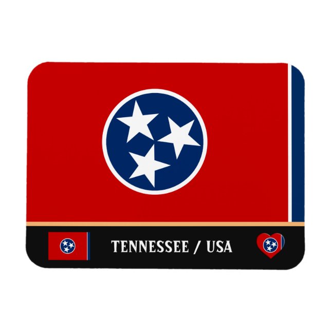 Tennessee Flagga & Tennessee State/RESRESU America Magnet (Horisontell)