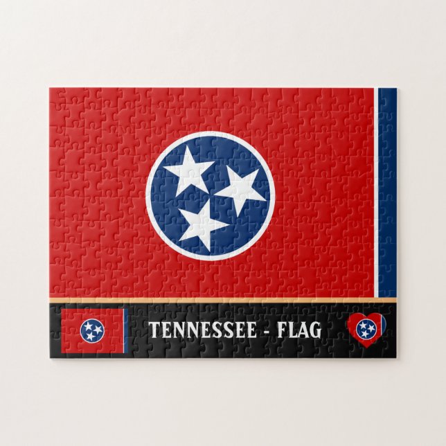 Tennessee Flagga & Tennessee State USA/Amerika Pussel (Horisontell)