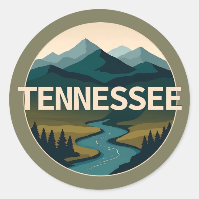 Tennessee Förenta staterna Runt Klistermärke (Framsida)