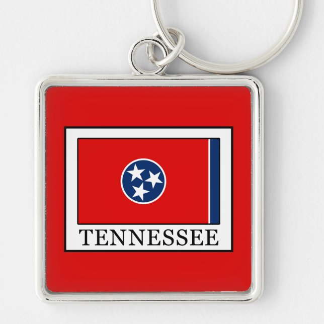 Tennessee Fyrkantig Silverfärgad Nyckelring (Framsidan)