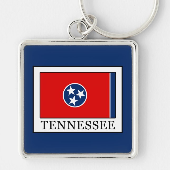 Tennessee Fyrkantig Silverfärgad Nyckelring (Framsidan)