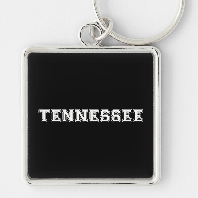 Tennessee Fyrkantig Silverfärgad Nyckelring (Framsidan)