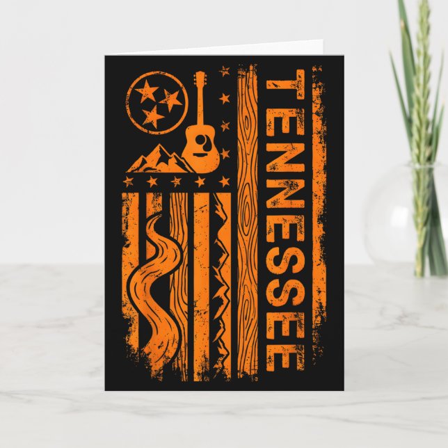 Tennessee Gitarrberg Flagg , Vintage Stat Stolt Kort (Framsida)