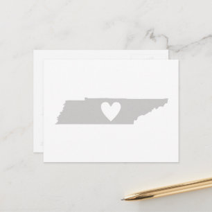 Tennessee Grått State Karta Shape with Heart Cutou Vykort