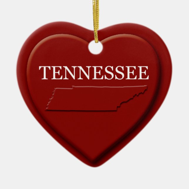 Tennessee Heart Karta jul Ornamet Julgransprydnad Keramik (Framsidan)