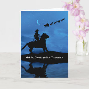 Tennessee Helgdag Card med Cowboy och Santa Kort