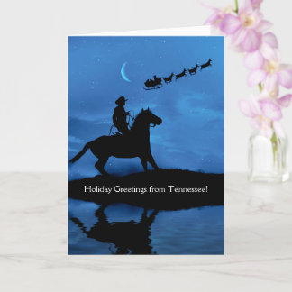 Tennessee Helgdag Card med Cowboy och Santa Kort