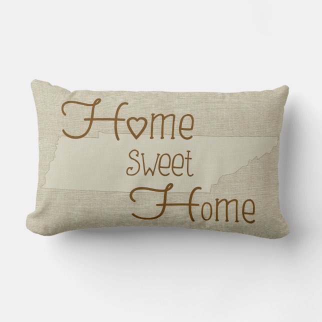 Tennessee-Home Sweet Home burlap-look-eget namn Lumbarkudde (Framsida)