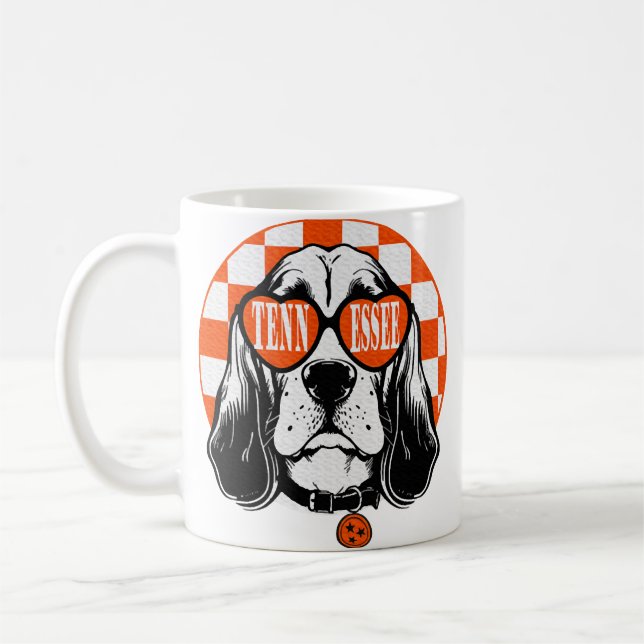 Tennessee Hound Orange Vit Rocky Top TN Hund Kaffemugg (Vänster)