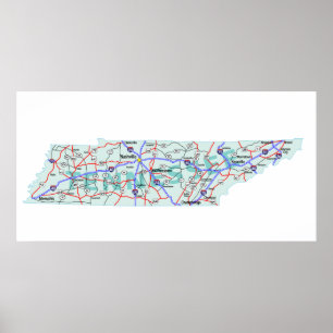 Tennessee Interstate kartatryck Poster