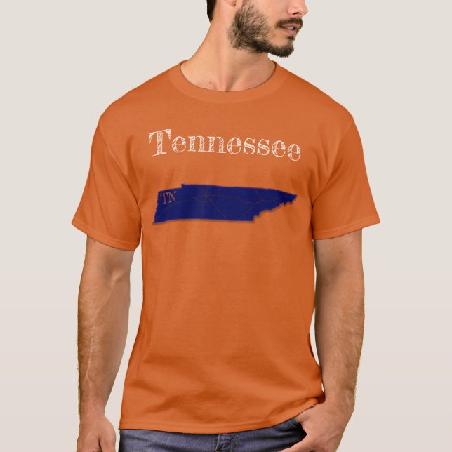 Tennessee Interstate [Navy Blue Design] T Shirt (Framsida)