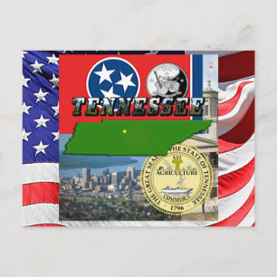 Tennessee Kart, Flagga, Statssigill och Bilder Vykort
