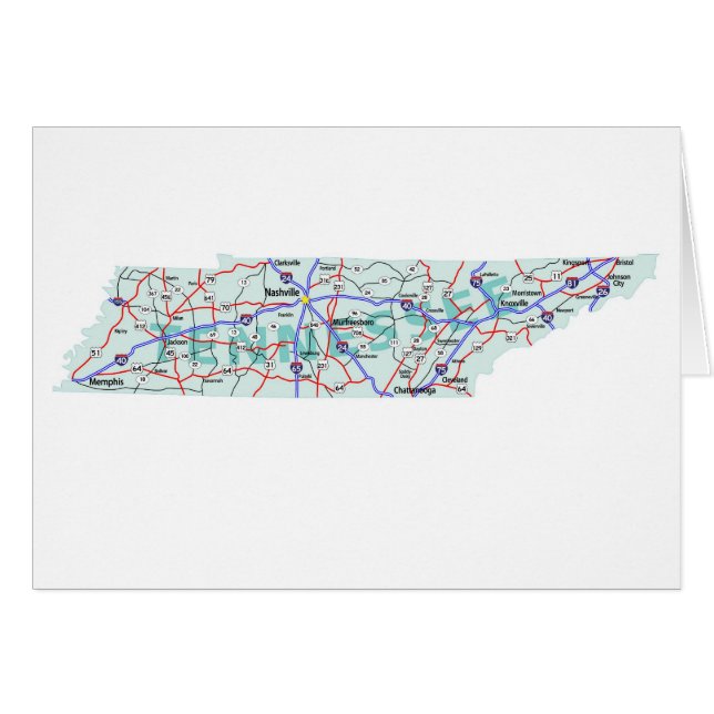 Tennessee Karta Blank Card Hälsningskort (Framsidan Horizontal)