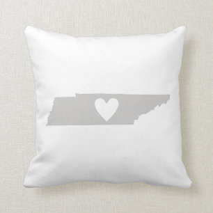 Tennessee Karta Shape Kärlek Grått Tennessean He Kudde