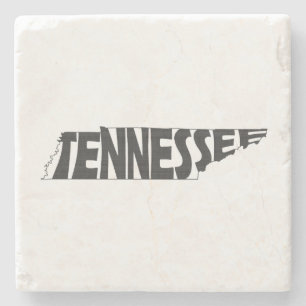 Tennessee Karta Shaped State Namn Black Ord Art Stenunderlägg