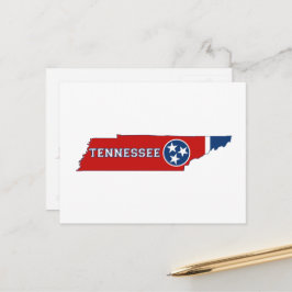 Tennessee Karta Shaped Statlig flagga med Namn Vykort
