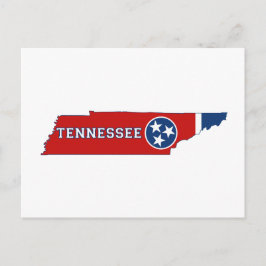 Tennessee Karta Shaped Statlig flagga med Namn Vykort