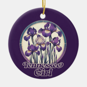 Tennessee Lila Iris Flower Art Julgransprydnad Keramik