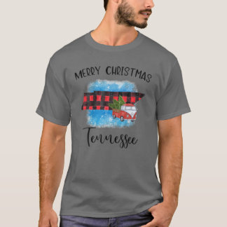 Tennessee Merry Christmas Truck Buffalo Plaid Xmas T Shirt