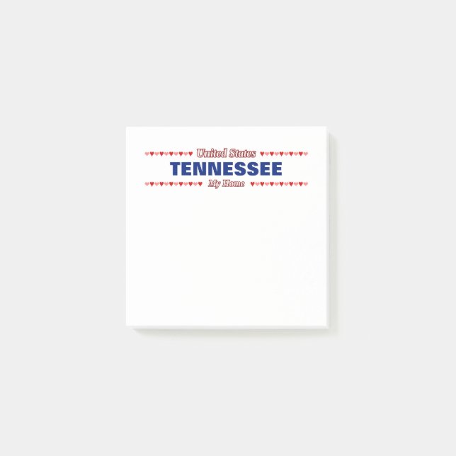 TENNESSEE - Mitt hem - Förenade Stater.Hjärtan Post-it Block (Framsida)