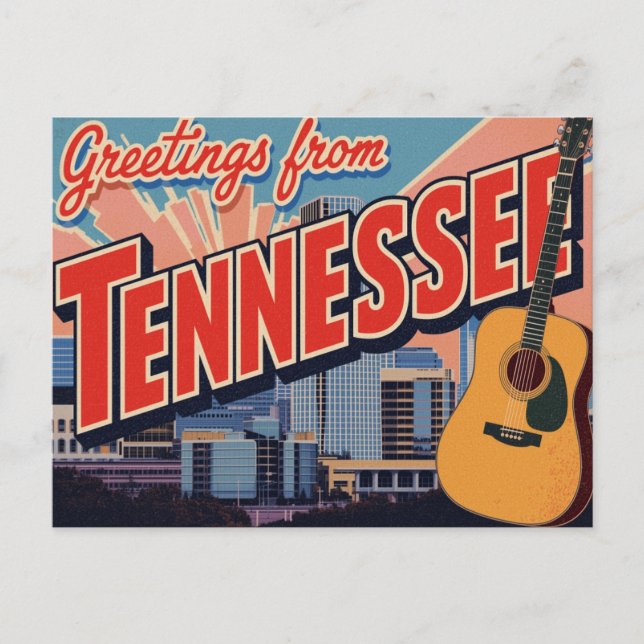 Tennessee Nashville Guitar Skyline Vykort (Framsida)