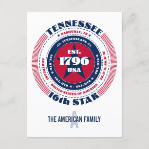 Tennessee, Nashville, TN, Patriotic, Monogram Vykort