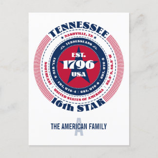 Tennessee, Nashville, TN, Patriotic, Monogram Vykort